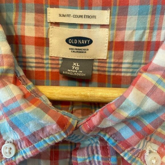MENS OLD NAVY Plaid Slim Fit Casual Collared Shirt - Picture 4 of 8